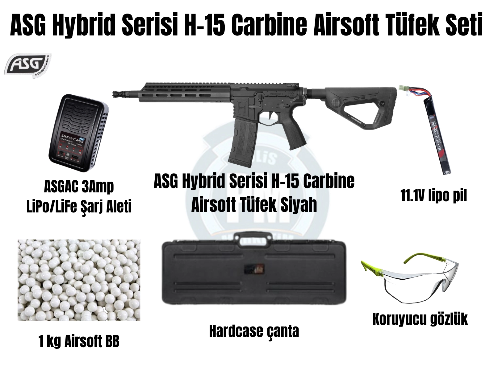 ASG Hybrid Serisi H-15 Carbine Siyah Airsoft Tüfek Seti