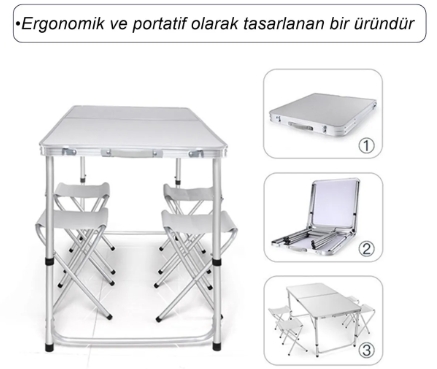 Katlanır Kamp Masası ve Sandalyesi Mavi