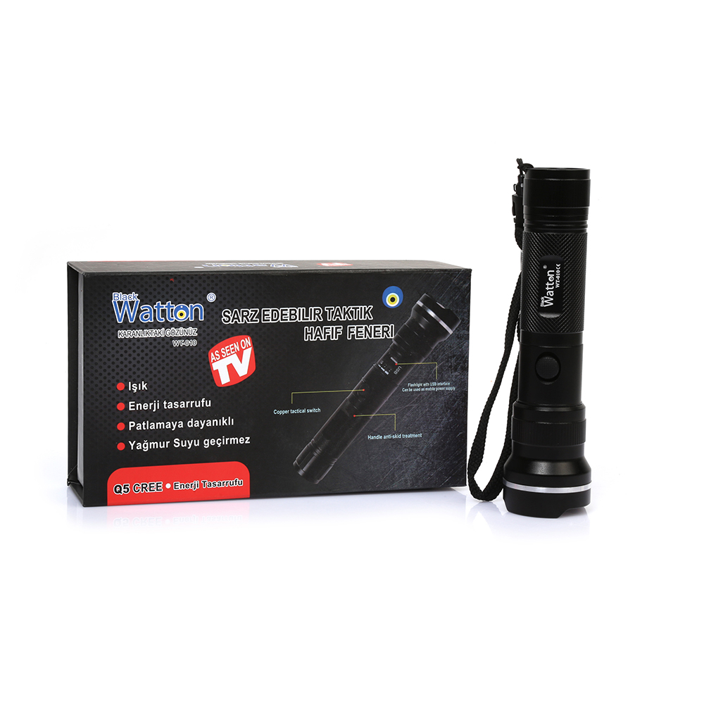 GÜÇLÜ GENİŞ AÇILI ŞARJLI EL FENERİ WATTON WT-010