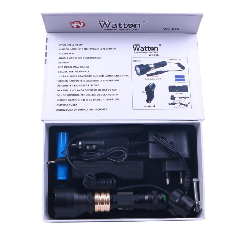Orjinal 600 Lümen Özel Şarjlı Tüfek Avcı Feneri Watton Wt-016