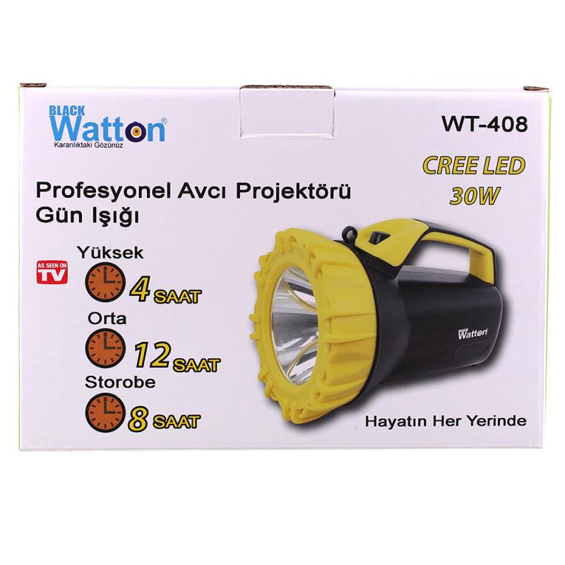 Profesyonel Avcı Büyük Feneri Gün Işığı Sarı Renk Watton Wt-408