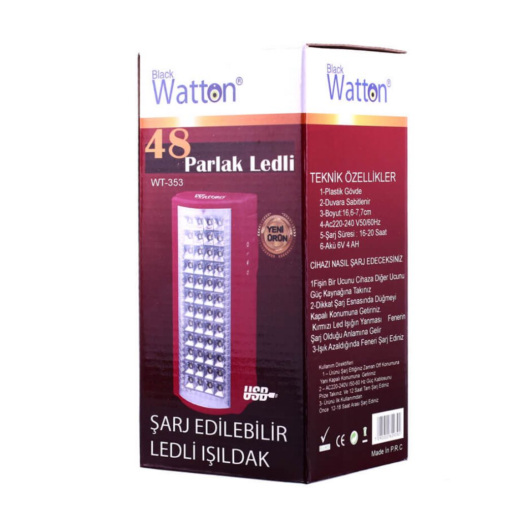 ŞARJ EDİLEBİLİR LEDLİ IŞILDAK WATTON WT-353