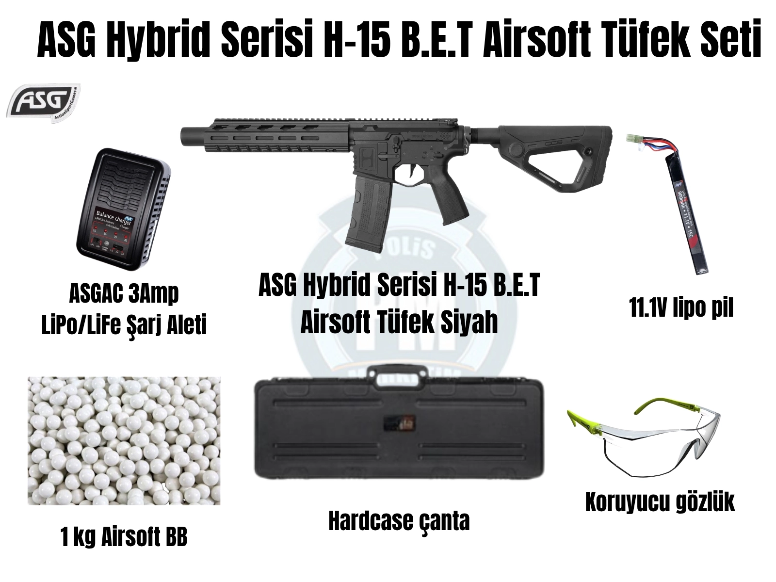 ASG Hybrid Serisi H-15 B.E.T Siyah Airsoft Tüfek Seti