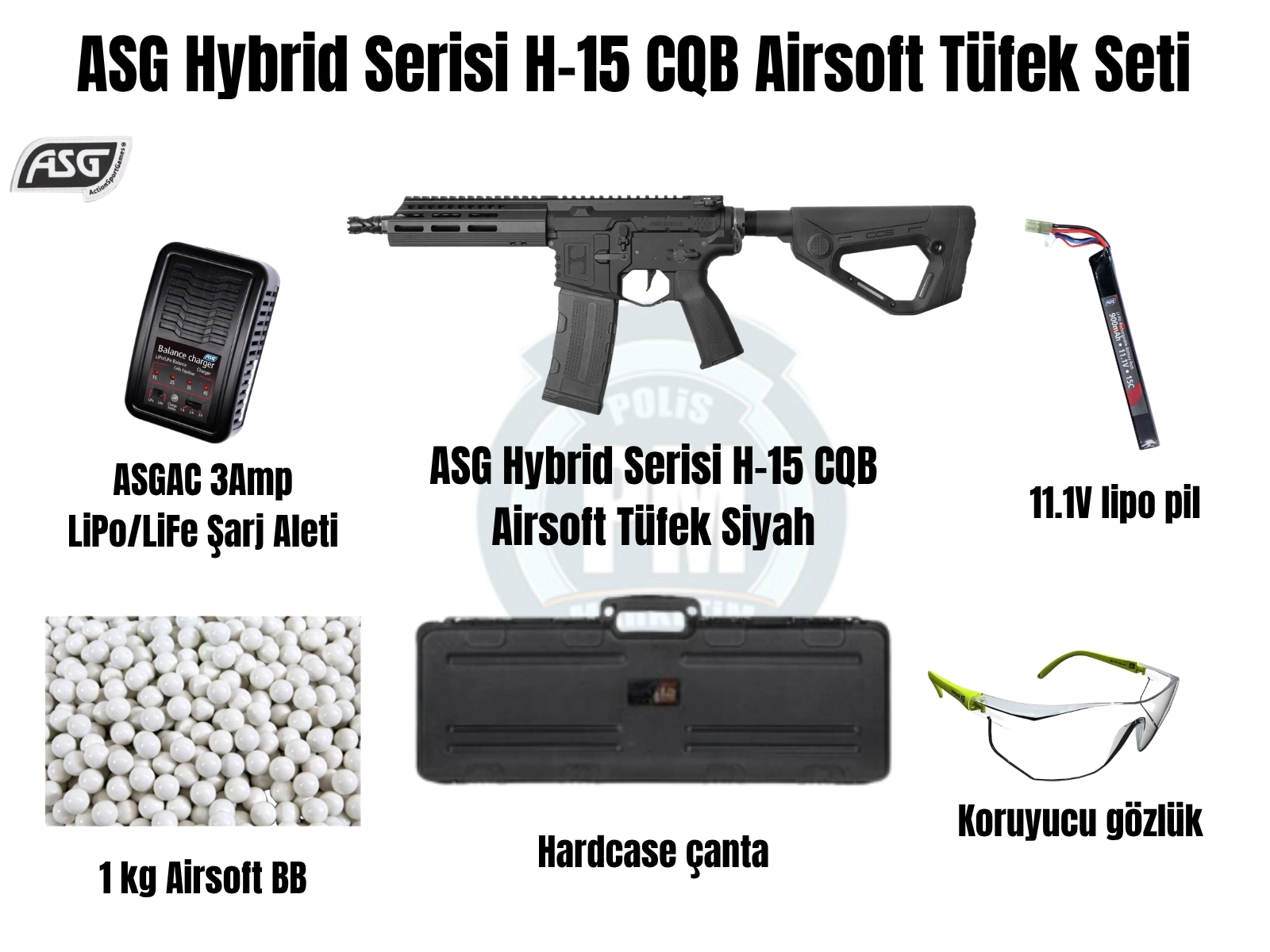 ASG Hybrid Serisi H-15 CQB Siyah Airsoft Tüfek Seti