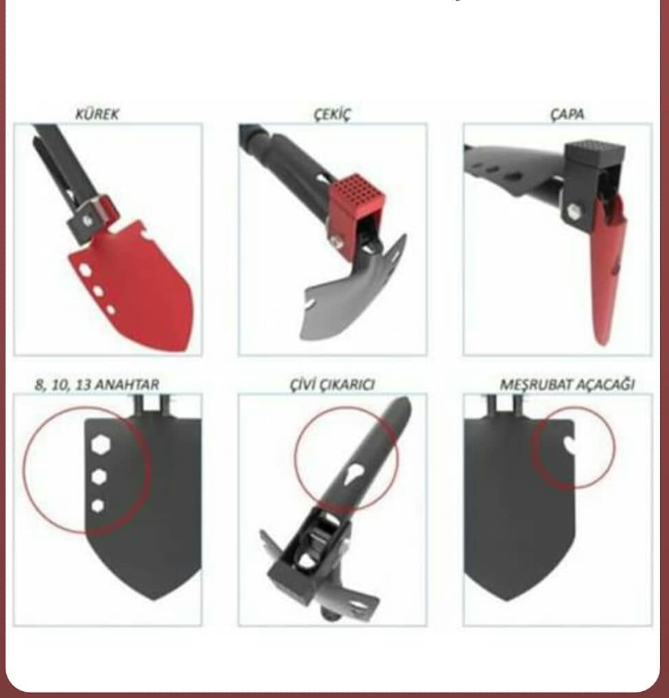 Katlanır Kürek Kazma Multitools Kamp Seti
