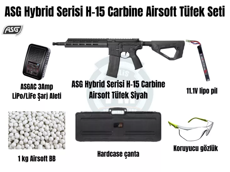 ASG Hybrid Serisi H-15 Carbine Siyah Airsoft Tüfek Seti