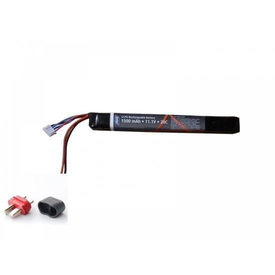 LiPo 11.1 volt 3S 1500 MAH 20C Çubuk Pil T-plug