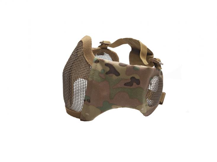 Yanak pedleri ve kulak korumalı ASG Multicam Metal Örgü Maske 19235