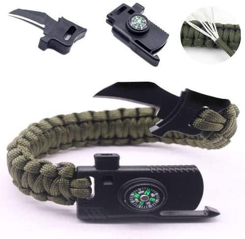 Paracord Bıçaklı & Pusulalı Haki Survival Bileklik 