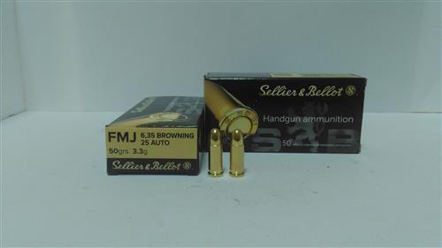 6.35 MM (25 ACP) FMJ-50 GRN. (SELLIER BELLOT) TABANCA FİŞEĞİ