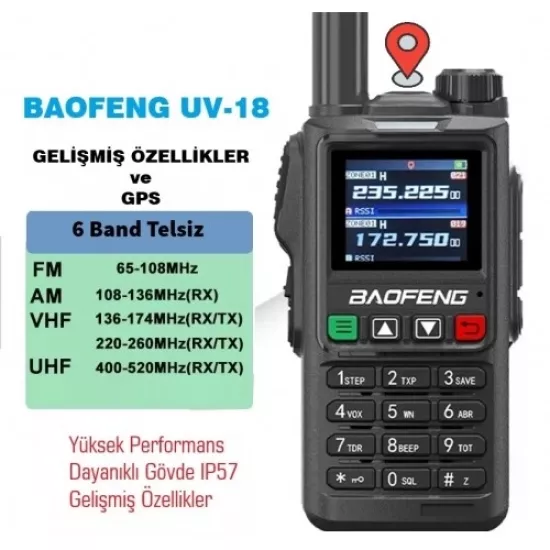 Baofeng UV-18H Gps’li Full Band Amatör El telsizi