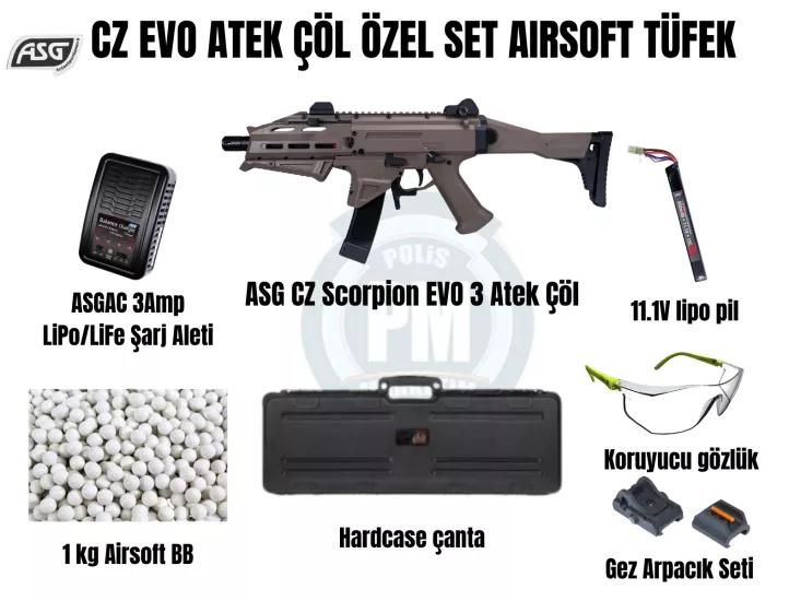 ASG CZ Evo Atek Özel Set Airsoft Tüfek Tan