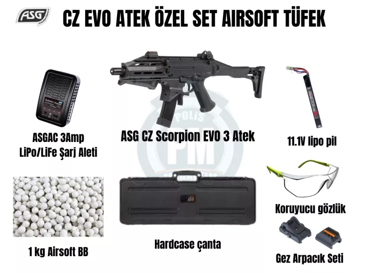 ASG CZ Evo Atek Özel Set Airsoft Tüfek Siyah