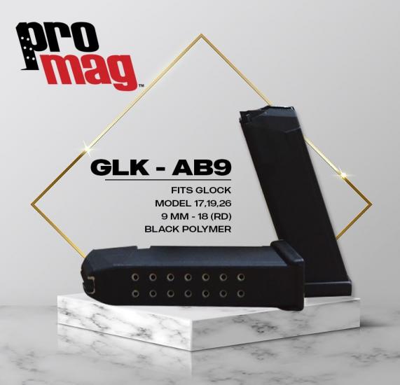 PROMAG Glock® Model 17, 19, & 26 9mm (18 Kapasite)