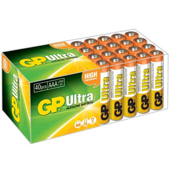 GP Batteries GP24AU Ultra Alkalin LR03/E92/AAA İnce Kalem Pil, 1.5 Volt, 40’lı Paket