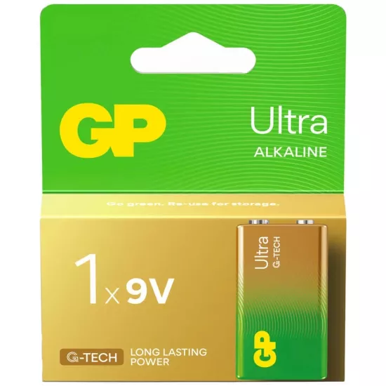 GP Batteries G-TECH Ultra Alkalin 9V -1604AU 6LR61 Boy 9V Pil Tekli Kart