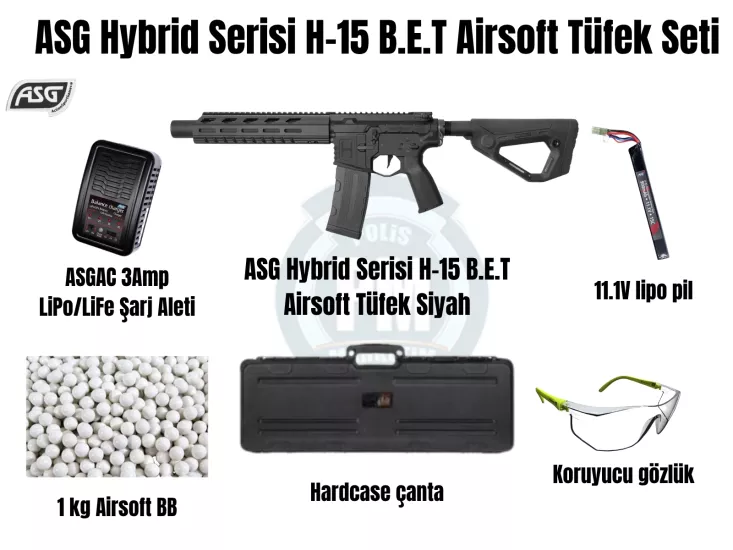 ASG Hybrid Serisi H-15 B.E.T Siyah Airsoft Tüfek Seti