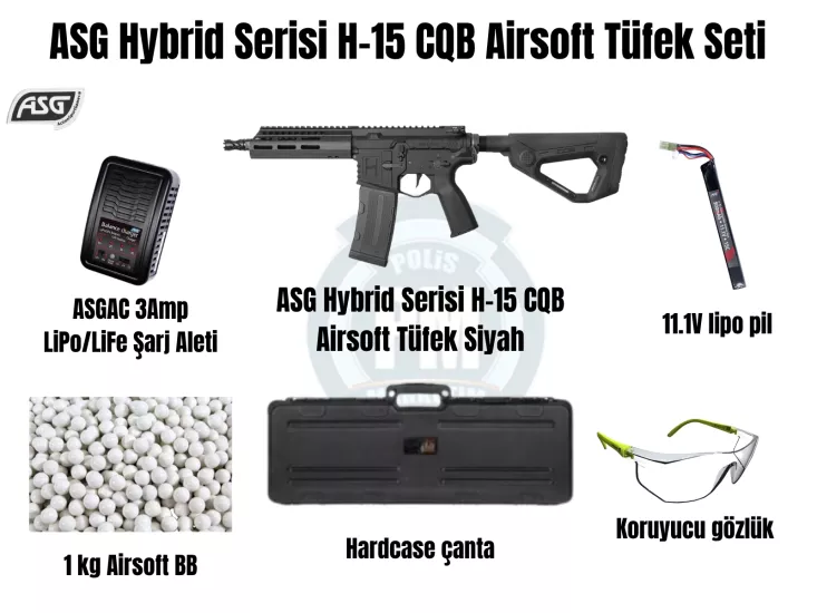 ASG Hybrid Serisi H-15 CQB Siyah Airsoft Tüfek Seti