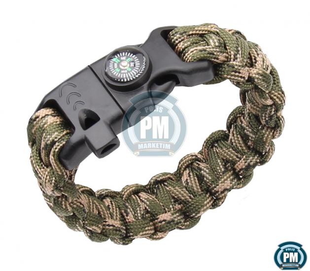 Paracord Bileklik Yeşil - Kahve Kamuflaj