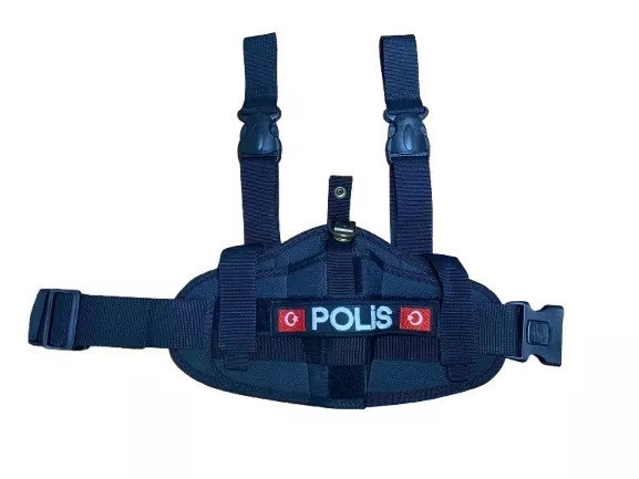 Polis Siyah Renk Çift Yedek Şarjörlü Çift Nokta Askılı Bacak Silah Kılıfı