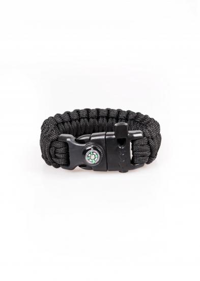 Paracord Bıçaklı & Pusulalı Siyah Bileklik 