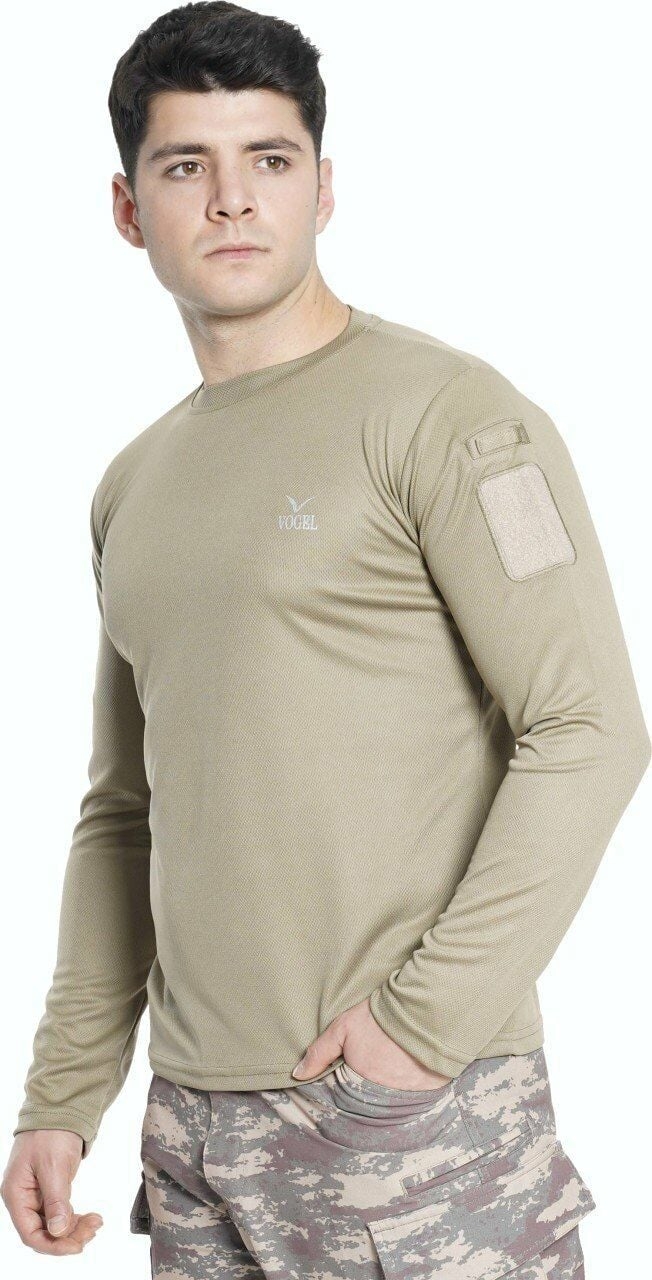 Vogel Tactical Uzun Kollu Yakasız Bej Taktik Tşört