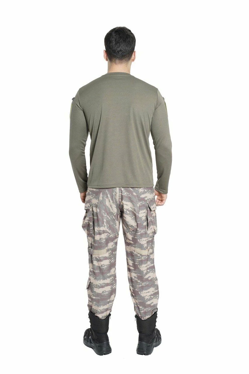 Vogel Tactical Uzun Kollu Yakasız Haki Taktik Tşört