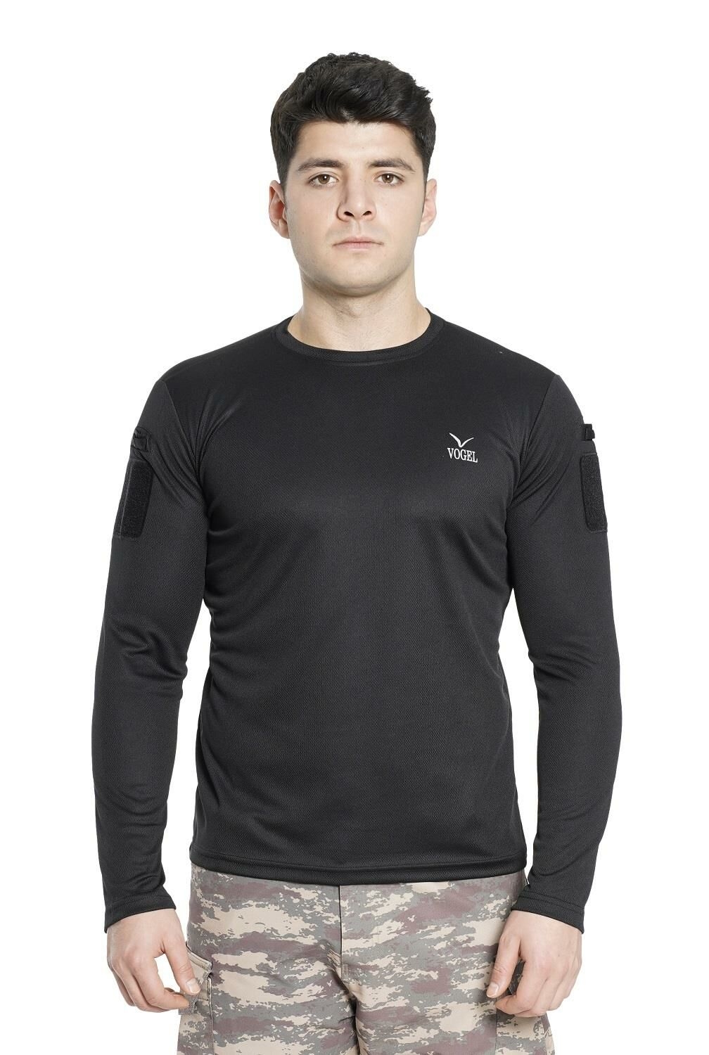 Vogel Tactical Uzun Kollu Yakasız Siyah Taktik Tşört